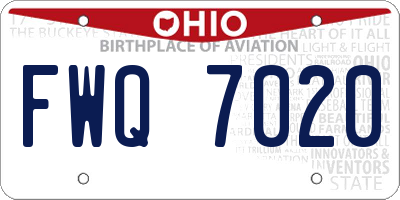 OH license plate FWQ7020