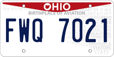 OH license plate FWQ7021