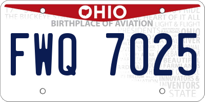 OH license plate FWQ7025
