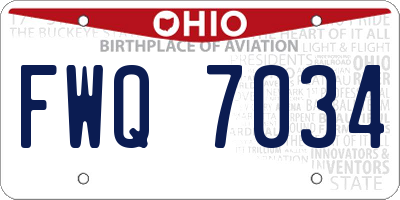 OH license plate FWQ7034