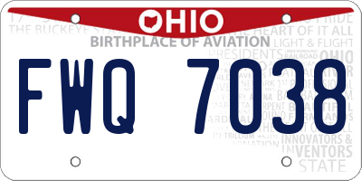 OH license plate FWQ7038