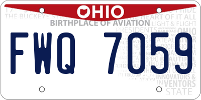 OH license plate FWQ7059
