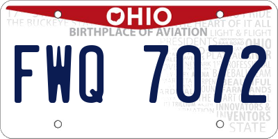OH license plate FWQ7072
