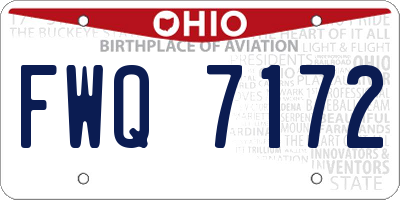 OH license plate FWQ7172