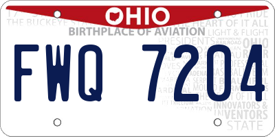 OH license plate FWQ7204