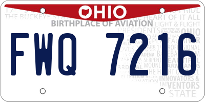 OH license plate FWQ7216