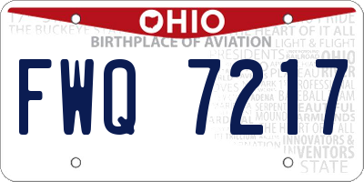 OH license plate FWQ7217