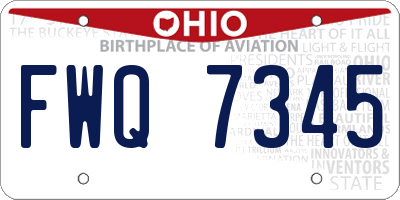 OH license plate FWQ7345