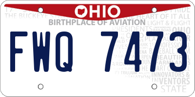 OH license plate FWQ7473