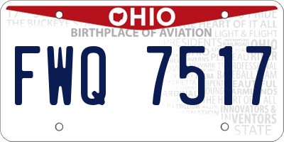 OH license plate FWQ7517