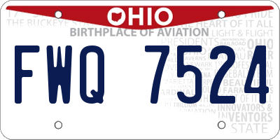 OH license plate FWQ7524