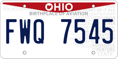 OH license plate FWQ7545
