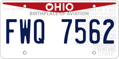 OH license plate FWQ7562