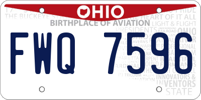 OH license plate FWQ7596