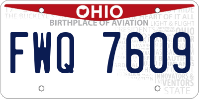 OH license plate FWQ7609