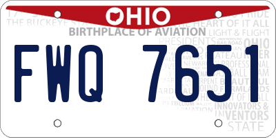 OH license plate FWQ7651