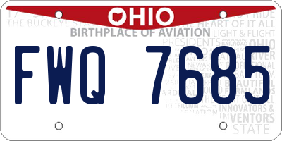 OH license plate FWQ7685