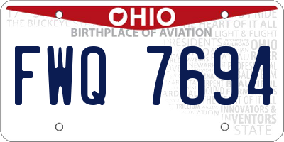 OH license plate FWQ7694