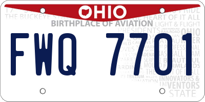 OH license plate FWQ7701