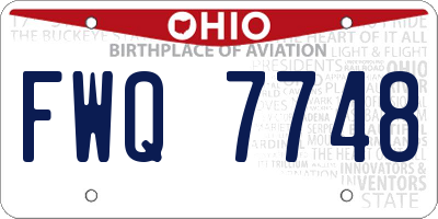 OH license plate FWQ7748