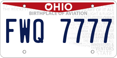 OH license plate FWQ7777