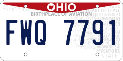 OH license plate FWQ7791