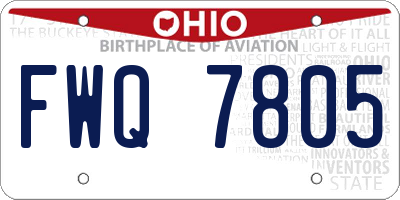OH license plate FWQ7805