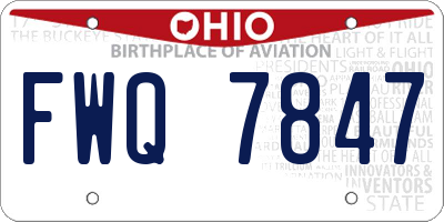 OH license plate FWQ7847