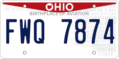 OH license plate FWQ7874