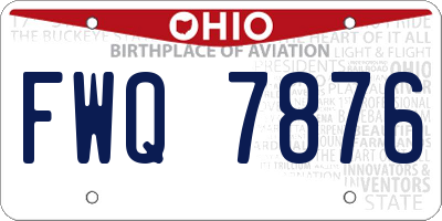 OH license plate FWQ7876