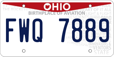 OH license plate FWQ7889