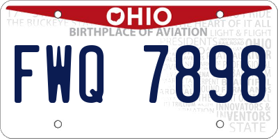 OH license plate FWQ7898