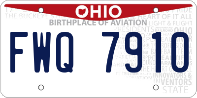 OH license plate FWQ7910