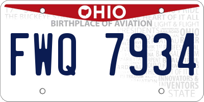OH license plate FWQ7934