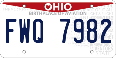 OH license plate FWQ7982