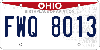 OH license plate FWQ8013