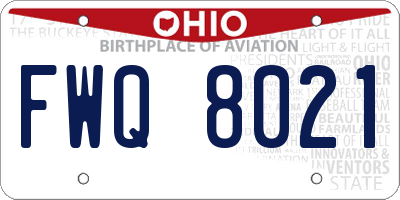 OH license plate FWQ8021