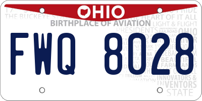 OH license plate FWQ8028