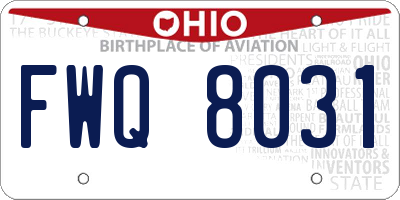 OH license plate FWQ8031