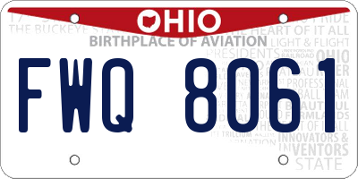 OH license plate FWQ8061