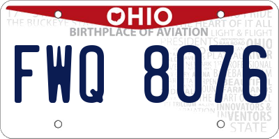 OH license plate FWQ8076