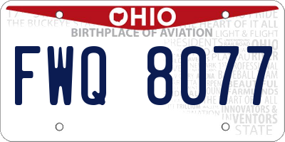 OH license plate FWQ8077