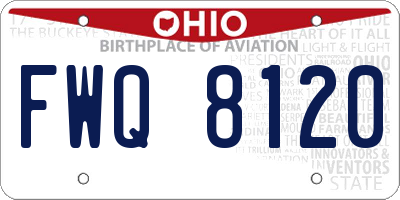 OH license plate FWQ8120