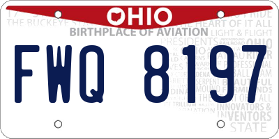 OH license plate FWQ8197