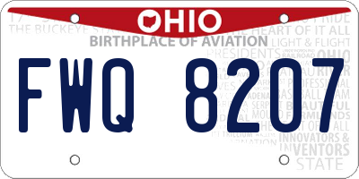 OH license plate FWQ8207