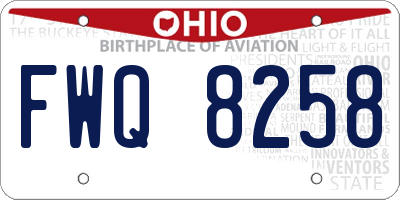 OH license plate FWQ8258