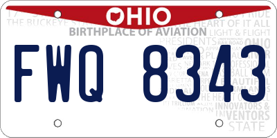 OH license plate FWQ8343