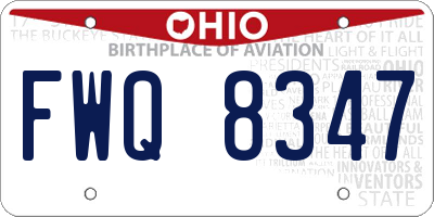 OH license plate FWQ8347