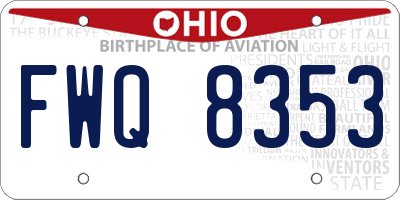 OH license plate FWQ8353