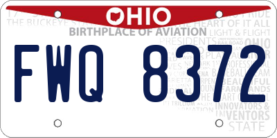 OH license plate FWQ8372